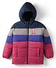 Pine Kids Woven Full Sleeves Colour Block Padded Hooded Jacket With Butterfly Embroidery - Multi Colour