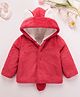 Mark & Mia Full Sleeves Solid Hooded Sweatjacket With Ear Applique - Red