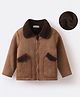 Mark & Mia Full Sleeves Solid Winter Jacket With Fur Detailing & Pockets - Brown