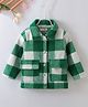 Mark & Mia Full Sleeves Checks Winter Jacket With Pockets - Green & White