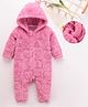 Mark & Mia Full Sleeves Hooded Fur Winter Wear Romper With Heart Design - Fuchsia