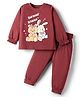 Doodle Poodle 100% Cotton Full Sleeves Bunny Printed Top & Lounge Pant Set - Brown