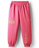 Pine Kids Cotton Knit Full Length Track Pant with Calm Text Print - Dark Pink