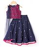 Babyhug Woven Sleeveless Choli Lehenga & Dupatta Set With Sequin Embriodery - Navy Blue