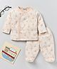 Wonderchild Interlock Knit Full Sleeves Boats Printed Coordinating Jhabla & Footed Pant Set - Fawn