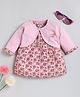 Wonderchild Floral Printed Dress With Full Sleeves Shrug Set - Pink