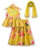 Babyhug Woven Sleeveless Choli Lehenga & Dupatta Set With Digital Printed & Embriodery - Yellow