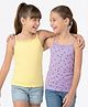 Honeyhap Premium Cotton Elastane Knit Sleeveless Slips With Bio Finish & Heart Print Pack Of 2 - Pastel Lilac & Yellow Iris