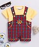 Wonderchild Checked Dungaree & Half Sleeves Tee Set - Yellow & Red