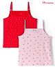 Honeyhap Premium Cotton Elastane Singlet Slips  with Polka Dots Print Pack of 2 -Tomato & Festival Bloom