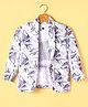 Radutu Full Sleeves Abstract Printed Blazer With Tee Set - Purple & White