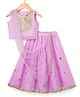 Babyhug Woven Sleeveless Choli Lehenga & Dupatta Set With Sequin Detailing - Lavender