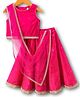 Babyhug Woven Sleeveless Choli Lehenga & Dupatta Set With Foil Print - Fuschia