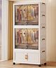 StarAndDaisy Kids Foldable Wardrobe Multipurpose Plastic Storage Cabinet  Dustproof Organizer for Clothes, Toys & Book Transparent Doors, White