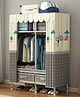 StarAndDaisy Kids Foldable Wardrobe with Cover  Drawers Portable Almirah for Clothes, Shoes, Accessories Space Saving Closet with Side Pockets Hanging Rod