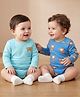 Babyoye 100% Cotton Knit Full Sleeves Onesies with Teddy Print Pack of 2 - Blue & Light Blue