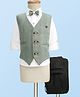 Radutu Full Sleeves Textured 3 Piece Party Suit With Bow Set - Green & White
