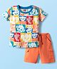 Babyhug Single Jersey Knit Half Sleeves T-Shirt & Shorts Set With Animal Print - Multicolor