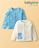 Babyoye Interlock Knit Full Sleeves Front Open Jhabla with Teddy Print - Cream