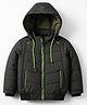 Pine Kids Woven Full Sleeves Hooded Solid Padded Jacket - Olive Green