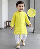 Babyhug Woven Full Sleeves Mirror Work & Embroidery Kurta & Dhoti Set - Yellow