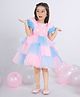 Ministitch Sequin Woven Half Sleeves Floral Sequin Embellished Layered Dress - Blue