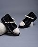 Shoetopia Colour Blocked Mary Jane Buckle Closure Ballerinas - Black