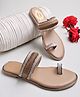 Shoetopia Lace Embellished Slip On Flip Flops - Copper