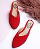 Shoetopia Colour Blocked Frill Detailed Slip On Mules - Red