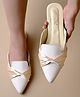 Shoetopia Knot Designed Slip On Mules - Cream