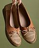 Shoetopia Bow Applique Detailed Ballerinas - Beige