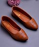 Shoetopia Floral Designed Ballerinas - Tan