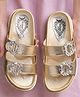 Shoetopia Stones Embellished & Metallic Sliders - Golden