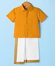 Babyhug Rayon Half Sleeves Solid Color Mundu Set - Yellow