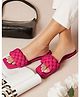 Shoetopia Cable Knit Designed Slip On Sandals - Magenta