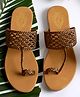 Shoetopia Braid Desiged Slip On Kolhapuri Sandals - Copper