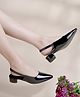 Shoetopia Solid Pointed Toe Pumps with Closure Backstrap - Black