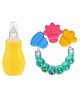 NeonateCare Baby Silicone Yellow Nose Cleaner Nasal Aspirator and Round Shape BPA Free Silicone Bell Teether Ring for Babies