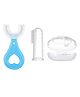 NeonateCare Soft Silicone Finger Toothbrush with U Shape Soft Bristles Brush for Kids - Pack of 2 (Blue u shape brush, white finger brush)