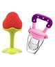 NeonateCare Baby Silicone Fruit Teether & Fruit Feeder Combo - Red Fruit teether & Pink Fruit Feeder - MultiColor