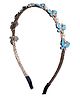 Daizy Butterfly Applique Detailed Pearls Embellished Hair Band - Blue