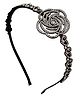 Daizy Stone Embellished Floral Designed Hair Band - Black