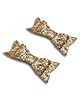 Daizy Bow Applique Detailed Sequins Embellished Hair Alligator Clips - Golden