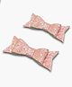 Daizy Shimmered Bow Applique Detailed Hair Clips - Peach