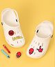 Yellow Bee Marvel Perforated Clogs With Avengers Featuring Spiderman Charms - White
