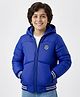 Pine Kids Woven Full Sleeves Hoodie With Lining & Pockets - Blue