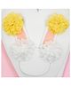Twisty Locks Set Of 2 Floral Applique Detailed Hair Clips - White & Yellow
