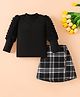 Mark & Mia Full Sleeves Top and Skirt Set With Checks Print - Black & White