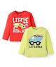 Doodle Poodle 100% Cotton Knit Full Sleeves T-Shirts with Vehicle Print Pack of 2 - Red & Limegreen