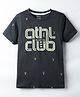 Smarty Boys Sinker Knit Half Sleeves T-Shirt With Athl Game On Club Text Print - Charcoal Grey